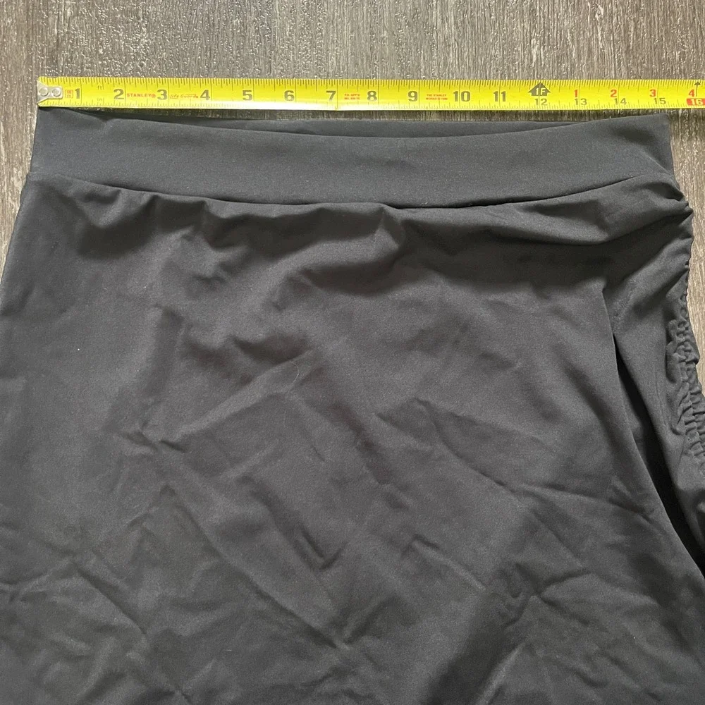 Ta3‎ Black Mini Skirt Drawstring Ruched Side Stretch Casual Activewear L